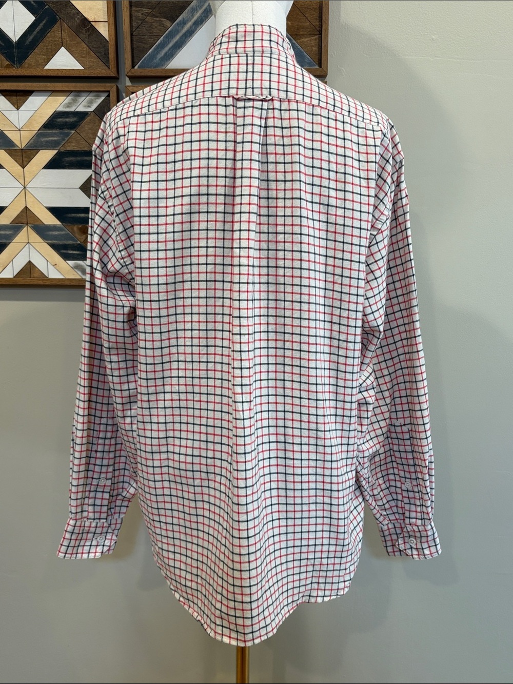 Vintage Ralph Lauren Equestrian Windowpane Check Cotton Wool High Neck Top 8 - Picture 8 of 13